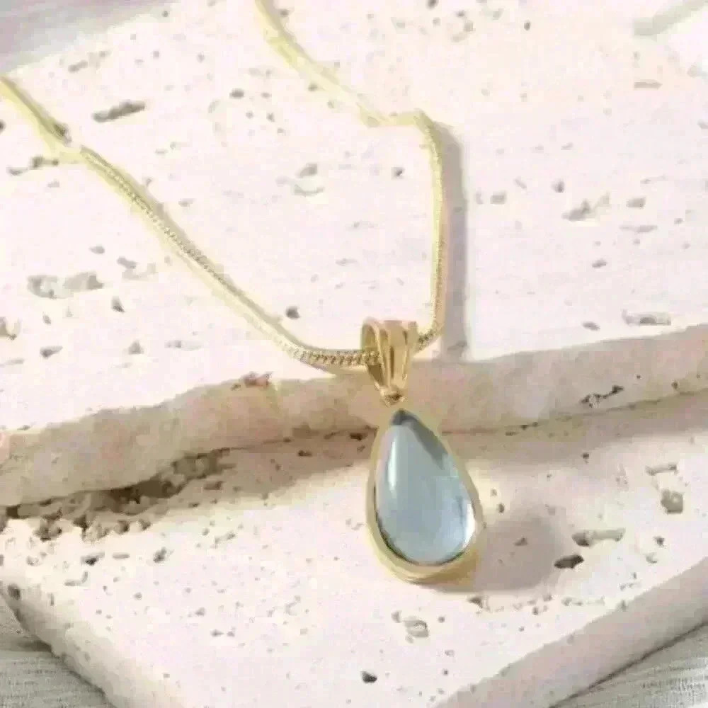 Teardrop Grandidierite Pendant 18k Gold Filled Necklace - Picture 2 of 2